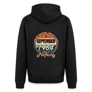 70e anniversaire Original Septembre 54 Né en 1954 - Veste à capuche bio Premium Unisexe - noir - Dos - Nico (187cm)