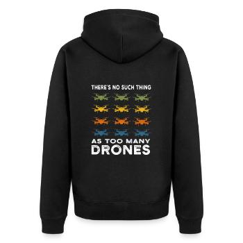 Drohne Drohnen Geschenk - Unisex Premium Bio Zip Hoodie - Schwarz - Hinten - Nico (187cm)