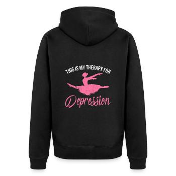 Tanz Therapie | Tänzerin Tänzer Tanzkurs Tanzen - Unisex Premium Bio Zip Hoodie - Schwarz - Hinten - Nico (187cm)
