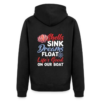 Boot Lustiger Boots Spruch Geschenk - Unisex Premium Bio Zip Hoodie - Schwarz - Hinten - Nico (187cm)