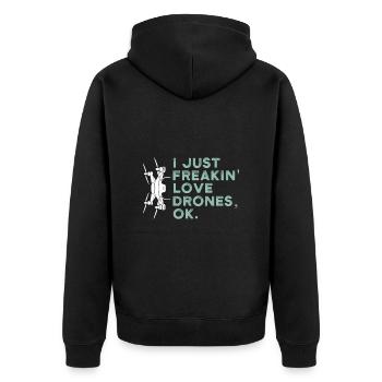 Drohne quadrocopter Drohnen Spruch - Unisex Premium Bio Zip Hoodie - Schwarz - Hinten - Nico (187cm)