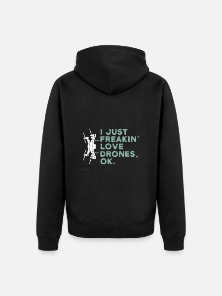 Drone Quadcopter Drones Saying - Unisex Premium Organic Zip Hoodie - black