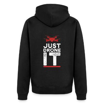 Drohne Drohnen Geschenk - Unisex Premium Bio Zip Hoodie - Schwarz - Hinten - Nico (187cm)