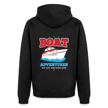 Fischer Boot Angel Ausflug und Abenteuer Fischen - Unisex Premium Bio Zip Hoodie - Schwarz - Hinten - Nico (187cm)