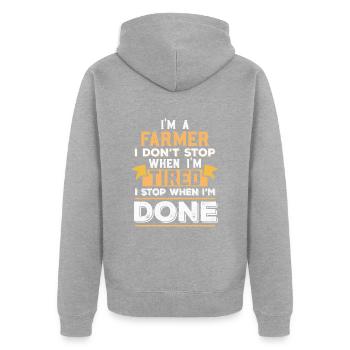 Landwirt Landwirte Landwirtschaft Bauer Sprüche - Unisex Premium Bio Zip Hoodie - Grau meliert - Hinten - Nico (187cm)
