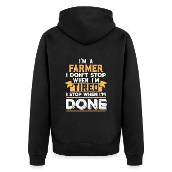 Landwirt Landwirte Landwirtschaft Bauer Sprüche - Unisex Premium Bio Zip Hoodie - Schwarz - Hinten - Nico (187cm)