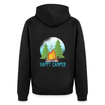 Urlaub Zelt Zelten Spruch - Unisex Premium Bio Zip Hoodie - Schwarz - Hinten - Nico (187cm)