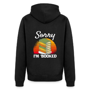Books, funny saying for bookworm bookworm - Unisex Premium Organic Zip Hoodie - black - Back - Nico (187cm)