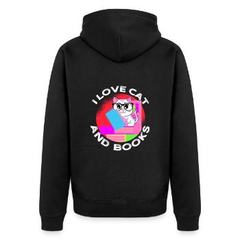 Buchliebhaber Lesefreund und Buchwurm - Unisex Premium Bio Zip Hoodie - Schwarz - Hinten - Nico (187cm)