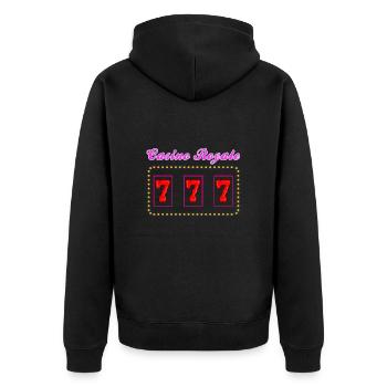 777 Casino Jackpot Symbol - Unisex Premium Organic Zip Hoodie - black - Back - Nico (187cm)
