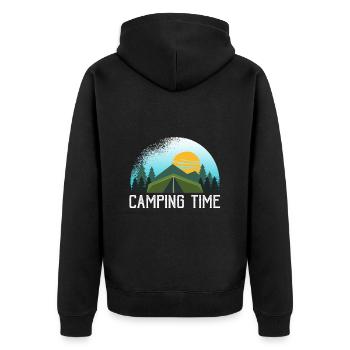 Campen Zelten Zelt Natur Geschenk - Unisex Premium Bio Zip Hoodie - Schwarz - Hinten - Nico (187cm)