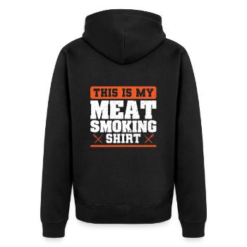Lustiges BBQ Grillen Griller Smoker - Unisex Premium Bio Zip Hoodie - Schwarz - Hinten - Nico (187cm)