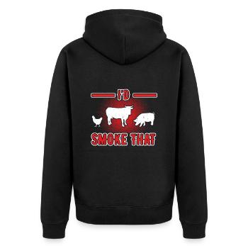 Ich smoke das - Retro Grillen Smoker - Unisex Premium Bio Zip Hoodie - Schwarz - Hinten - Nico (187cm)