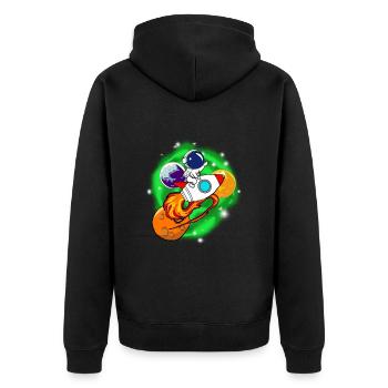 Astronaut Kids Universe - Unisex Premium Organic Zip Hoodie - black - Back - Nico (187cm)