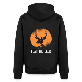 Hirsch Jäger - Unisex Premium Organic Zip Hoodie - black - Back - Nico (187cm)