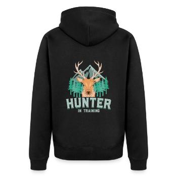 Hunting Hunter Training - Trraining - Unisex Premium Organic Zip Hoodie - black - Back - Nico (187cm)