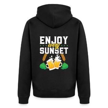 Beer Sunset Beer Vintage - Unisex Premium Organic Zip Hoodie - black - Back - Nico (187cm)