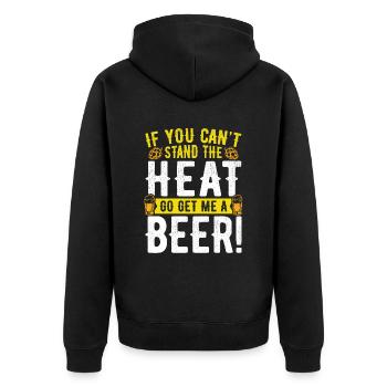 Hol mir ein Bier - Unisex Premium Bio Zip Hoodie - Schwarz - Hinten - Nico (187cm)