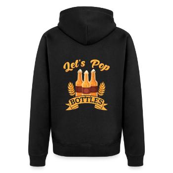 Bier Öffnen - Unisex Premium Bio Zip Hoodie - Schwarz - Hinten - Nico (187cm)