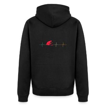Parkettleger Herzschlag Fliesenleger - Unisex Premium Bio Zip Hoodie - Schwarz - Hinten - Nico (187cm)