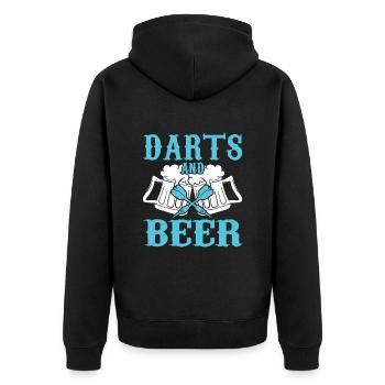 Dart Bier - Unisex Premium Bio Zip Hoodie - Schwarz - Hinten - Nico (187cm)