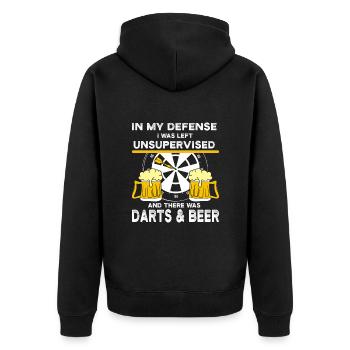 Darts Player Darts Beer Darts - Unisex Premium Organic Zip Hoodie - black - Back - Nico (187cm)