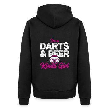 Darts & Bier Darten - Unisex Premium Bio Zip Hoodie - Schwarz - Hinten - Nico (187cm)