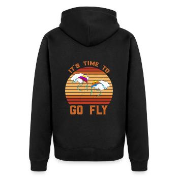 Drachenfliegen Drachen steigen Lenkdrachen - Unisex Premium Bio Zip Hoodie - Schwarz - Hinten - Nico (187cm)