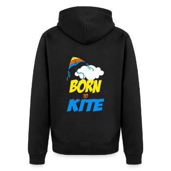 Drachenflieger Drachensteigen Wind Herbst Geschenk - Unisex Premium Bio Zip Hoodie - Schwarz - Hinten - Nico (187cm)
