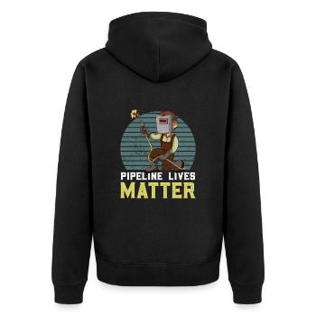 Schweißer Schweißen Schweißen Retro - Unisex Premium Bio Zip Hoodie - Schwarz - Hinten - Nico (187cm)