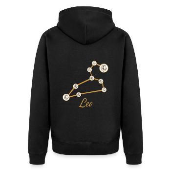 Sternzeichen Löwe - Unisex Premium Bio Zip Hoodie - Schwarz - Hinten - Nico (187cm)