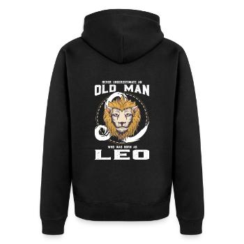 Zodiac Leo Gift Idea - Unisex Premium Organic Zip Hoodie - black - Back - Nico (187cm)