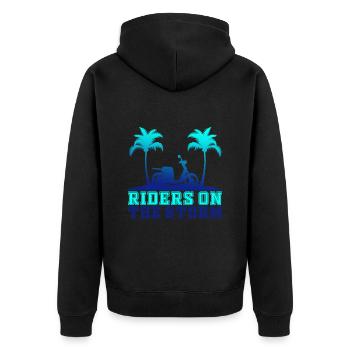 Motorroller Roller Rollerfahrer Geschenk - Unisex Premium Bio Zip Hoodie - Schwarz - Hinten - Nico (187cm)