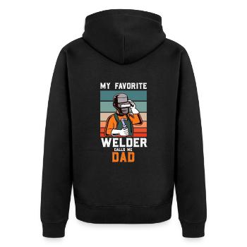 Welder Welding Machine Hands Workwear - Unisex Premium Organic Zip Hoodie - black - Back - Nico (187cm)