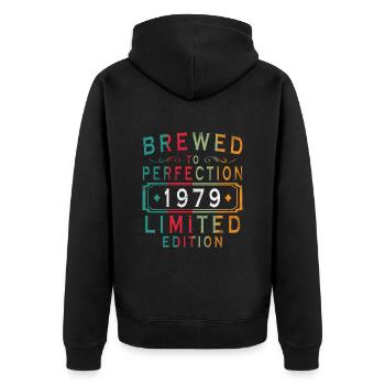 45 ans Anniversaire Millésime 1979 - Veste à capuche bio Premium Unisexe - noir - Dos - Nico (187cm)
