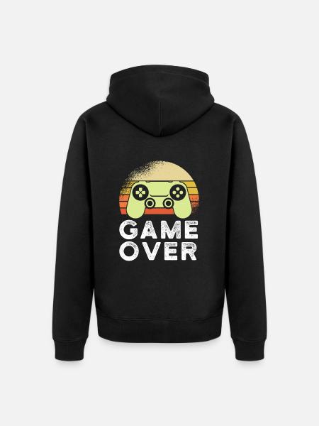 Game over - Unisex Premium Organic Zip Hoodie - black