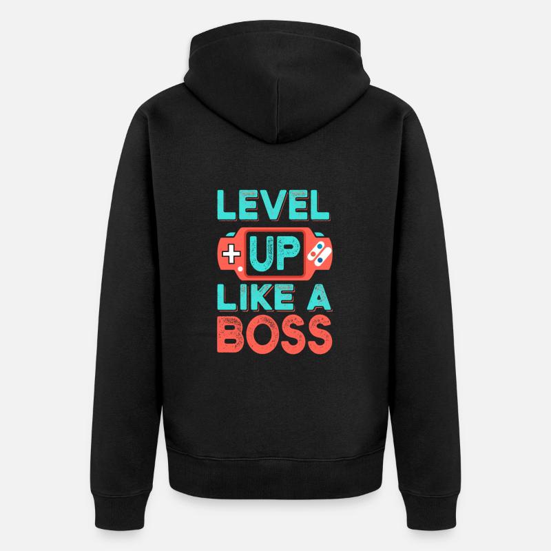 Level Up - Unisex Premium Bio Zip Hoodie - Schwarz