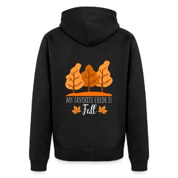 Autumn Saying - Unisex Premium Organic Zip Hoodie - black - Back - Nico (187cm)