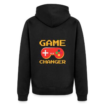 Game Changer - Unisex Premium Bio Zip Hoodie - Schwarz - Hinten - Nico (187cm)