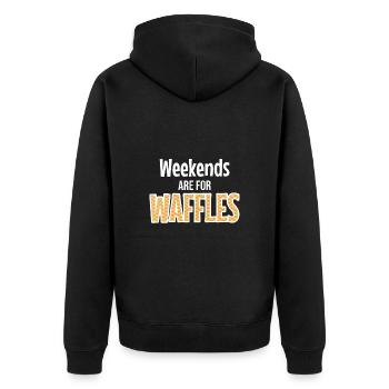 Waffle Weekend Saying Gift Idea Waffle - Unisex Premium Organic Zip Hoodie - black - Back - Nico (187cm)