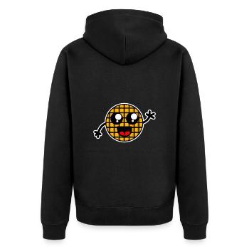 Waffle / Waffel Design - Unisex Premium Organic Zip Hoodie - black - Back - Nico (187cm)