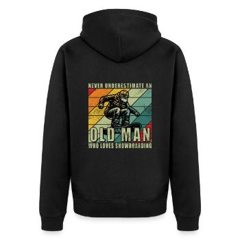 Old man Snow Snowboard - Unisex Premium Bio Zip Hoodie - Schwarz - Hinten - Nico (187cm)