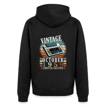 October 1959 Birthday Gift 1959 October - Unisex Premium Organic Zip Hoodie - black - Back - Nico (187cm)
