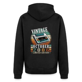 Birthday October 2006 Original | October 2006 - Unisex Premium Organic Zip Hoodie - black - Back - Nico (187cm)