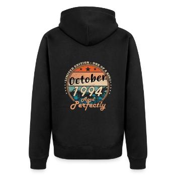 October 1994 Birthday Gift 1994 October - Unisex Premium Organic Zip Hoodie - black - Back - Nico (187cm)