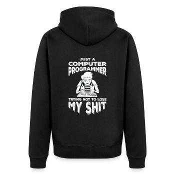 Funny computer scientist saying programmer - Unisex Premium Organic Zip Hoodie - black - Back - Nico (187cm)