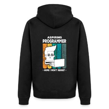Programmierer - Unisex Premium Bio Zip Hoodie - Schwarz - Hinten - Nico (187cm)