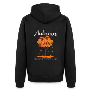 Herbstbaum Orange Herbstblätter Die Jahreszeit - Unisex Premium Bio Zip Hoodie - Schwarz - Hinten - Nico (187cm)