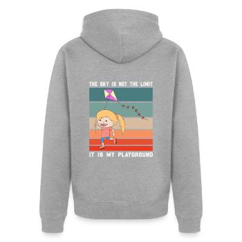 Drachenfliegen Drachensteigen Retro Geschenk - Unisex Premium Bio Zip Hoodie - Grau meliert - Hinten - Nico (187cm)
