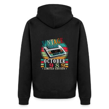 1989 October 1989 Jubilee October 1989 - Unisex Premium Organic Zip Hoodie - black - Back - Nico (187cm)